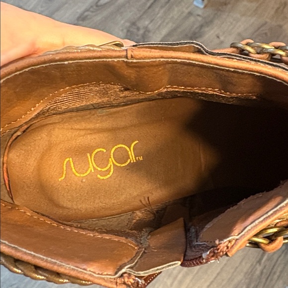 Sugar Vangel Brown Ankle Boots with Braided Straps - Picture 5 of 6